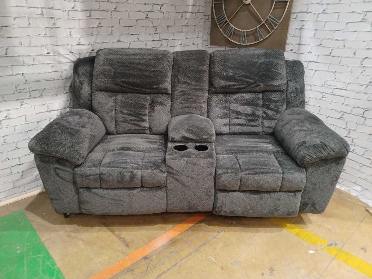 Frohn Reclining Loveseat with Console - Graphite - Gallery Image 4